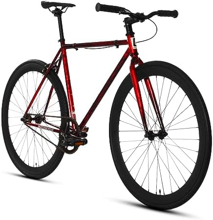 Golden Cycles Fixed Gear Single Speed Bike - Perfect Urban Commuter Bicycle with Front and Rear Brakes - Ideal for Teens and Adults - The Bike Comes in Different Sizes (45cm, Red Savage)