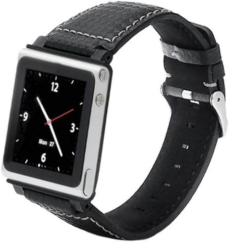 iWatchz BKALMSLVCRB Carbon Watch Wrist Strap for iPod Nano 6th Gen Silver Stitching