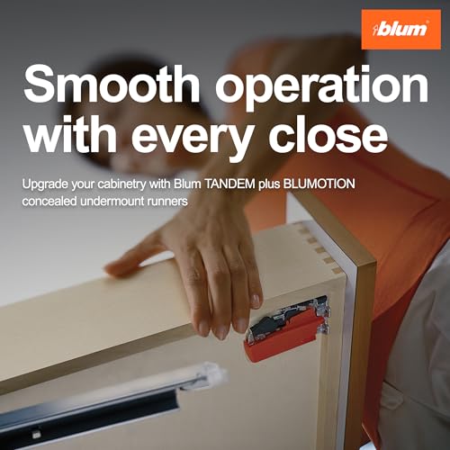 Image of Blum Tandem Plus BLUMOTION Concealed Undermount Drawer Slides (Runners) Kit, 18-Inch, Full Extension, Soft-Close, Steel, 100 lb. Load Capacity for Wood Drawers (1 Kit)