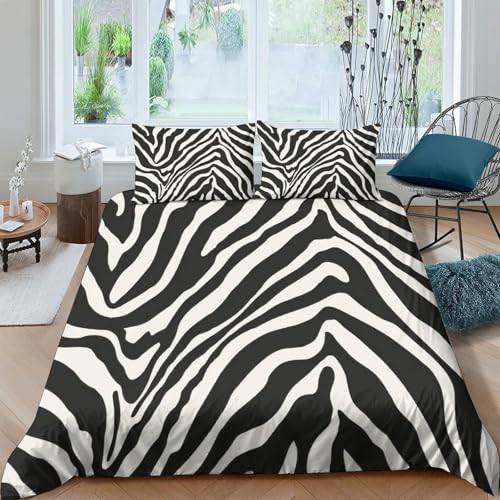 Imprimé en 3D Motif zèbre Taie de couette Linge de lit Avec taie d'oreiller Séchant rapide...