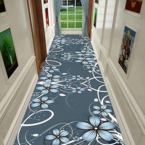 Tapis de passage bleu ZRUYI tapis de couloir d'allée aux finitions soignées 1.1x6m