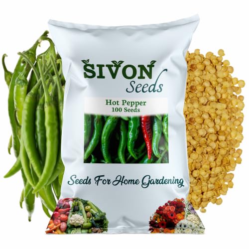 Image of SIVON Hot Pepper (Chilli, Hari Mirch) (100 Seeds) Vegetable Seeds for Home Garden, Organic & Hybrid, Perfect for Home Gardening, Planting For Pots and Patio