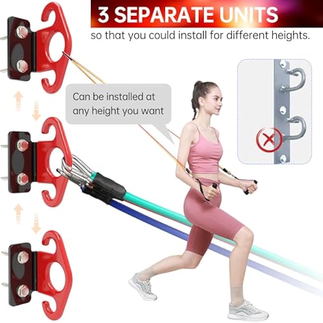 Resistance Band Wall Anchors, Wall Mounted Modular Hooking Platform, Workout Wall Mount Anchor, Training Anchor Mounted Hook Exercise Station for Home Gym Workouts,Yoga,Fitness,Strength Training