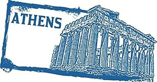 Athens Greece Travel Retro Rubber Stamp Sticker Decal Design 5" X 3"