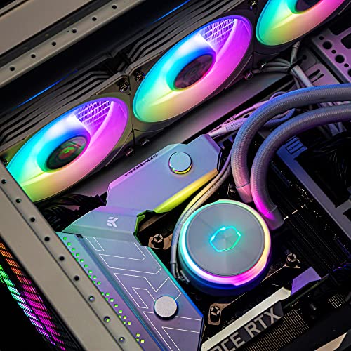 Cooler Master MasterLiquid PL360 Flux White Edition Refroidisseur Liquide pour CPU, Système Watercooling AIO, 3 Ventilateurs 360mm, Radiateur 240mm, Contrôleur RGB Gen2 Inclus, Compatible AMD & Intel