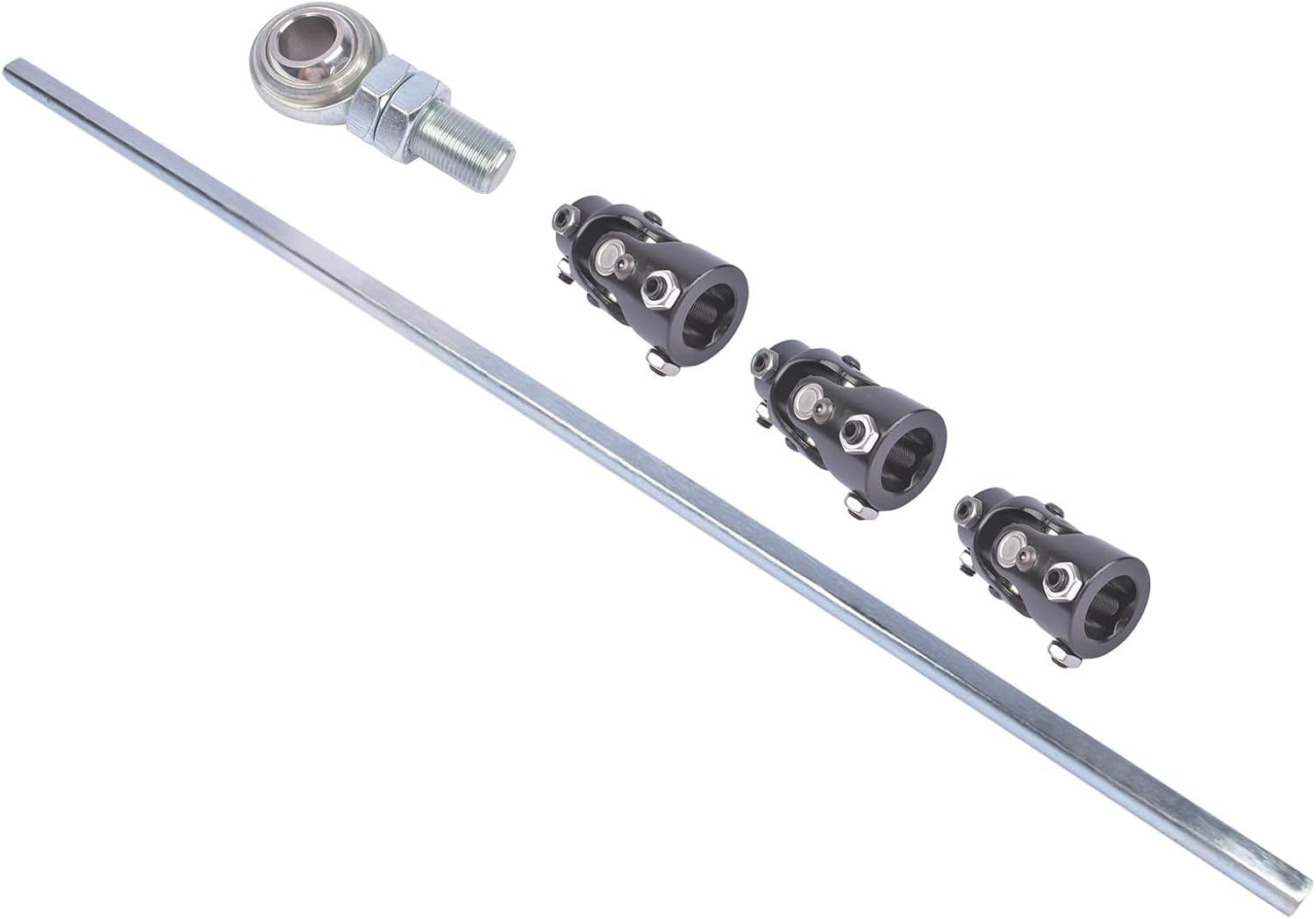 GELUOXI 3 Black U Joint 36" Steel Steering Shaft Support Kit + 3/4" DD Support Bearing + 3/4" Bearing/Heim with bolt Replacement for GM