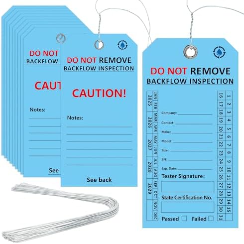 100 PCS Waterproof Backflow Inspection Tags Blue Record Heavy 10 Mil ...