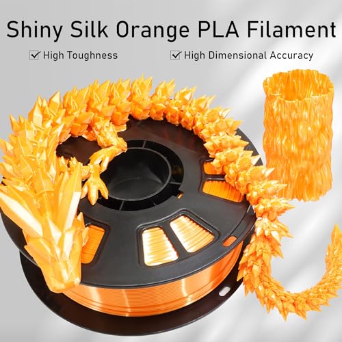 Image of Silk Orange PLA Satin Shiny 3D Printer Filament, 1.75mm Diameter 1kg Spool 2.2lbs for FDM 3D Printers
