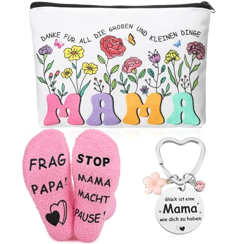 dusaniyali Geburtstag Geschenke für Mama Oma Muttertagsgeschenk Socken Schlüsselanhänger Kosmetiktasche Oma Geschenke zum Mutter von Tochter/Sohn Geburtstagsgeschenk für Frauen Beste Mama