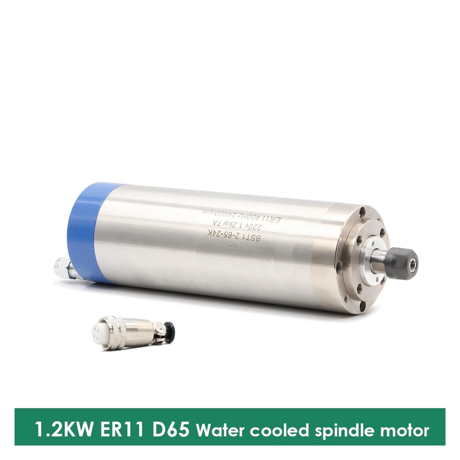 KACOME 1.2KW ER11 D65mm Water Cooled Spindle Motor 400Hz 4pcs Bearings Wood/Stone Working Spindle CNC Machine 65 * 196mm(220V-Stone Working)