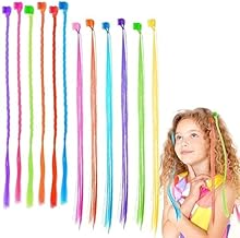 WEXUS Hair Extensions For Women Colourful Kid Hair Stylish Claw Clips Trendy Hair Streaks Braided kids Hair extensions with Clip Hair Strips For Girls Children Straight Colorful Extension, 12PC.