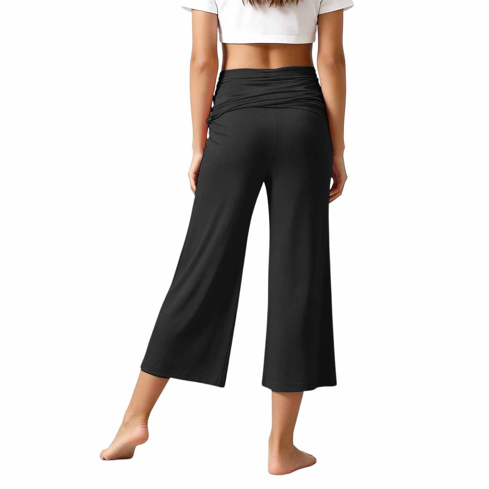 3/4 Coral Fold Over Yoga Pants Mädchen Weite Bein Caprihose Mit Raffung Loose Fit Uni Lounge Hose Mit Hohem Umschlagbund Korallfarbene Faltenhose Sommer Low Waist Dreiviertel Schlaghose 5-14 Jahre