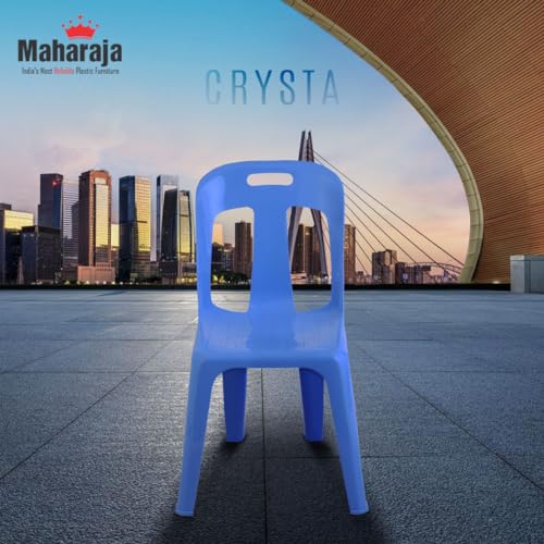 Image of MAHARAJA 100% Virgin Plastic Chair | Stackable | Armless | for Home, Garden, Restaurants and Office (Blue, Pack of 6)