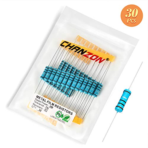 Chanzon 30Pcs 2W 1 Ω Ohm Metal Film Fixed Resistor 0.01 ±1% Tolerance 1R Mf Through Hole Resistors Current Limiting Rohs Certificated #TOP4