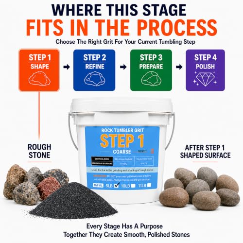 Image of KomeStone 5LB Rock Tumbler Grit Step 1 Refill - Coarse 60 Silicon Carbide Tumbling Media, Compatible with Any Rotary & Vibratory Tumblers, Polishes Up to 80 LBS of Rough Stones