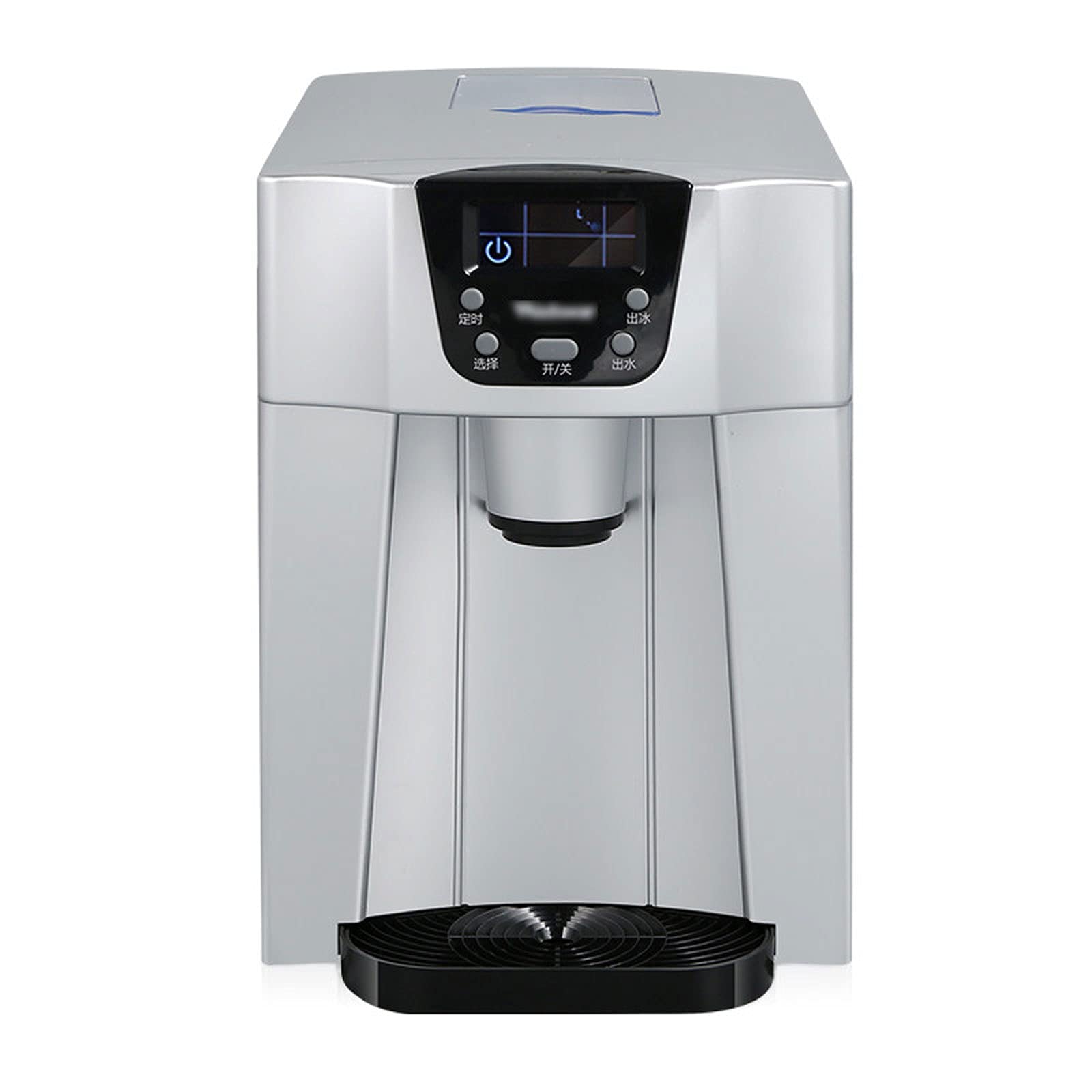 CLoxks Maquina de Hielo Hogar pequeño automático multifunción Máquina de Hielo compacta y dispensador de Agua, 33 Libras de Hielo en 24 Horas, Plata