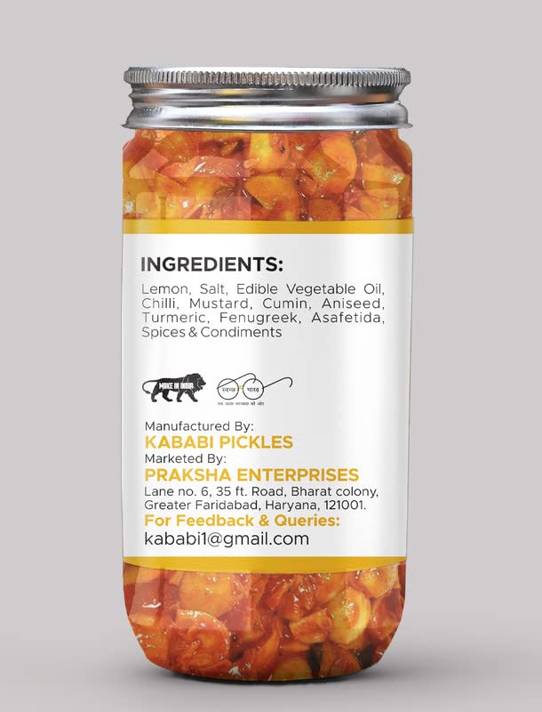 Miniatura 3 de Punjabi Limón Pickle Fresco Casero LimónNeembu Ka Aachar (400G) - Receta de la madre  Pepinillo orgánico del norte de la India  Pepinillo de limón