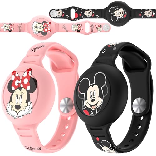 Beardslee Pulseras impermeables para AirTag para niños (paquete de 2), bonito soporte de AirTag de dibujos animados para niños con diseño oculto de cobertura completa, accesorios de pulsera para
