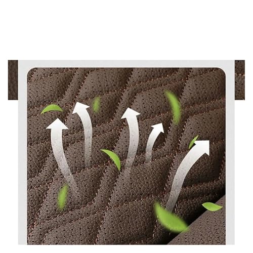 Funda de cuero genuino para asiento de coche con diseño convexo 3D y cojín transpirable marrón 4
