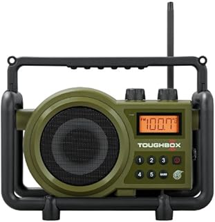 Sangean TB-100 TOUGHBOX FM/AM/Aux Ultra-Rugged Digital Rechargeable Radio, Green