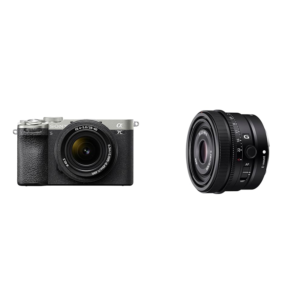 SonyAlpha 7CII Full-Frame Mirrorless Camera Silver + SEL2860 Compact Standard Zoom Lens + SEL40F25G - Full-Frame Lens FE 40mm F2.5 G - Premium G Series Prime Lens