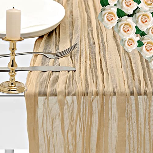 Tischläufer, Tischband Tischdecke 90 x 300 cm, Boho Gaze Käsetuch Tischläufer für Hochzeit Braut Geburtstagsfeier Kuchen Tischdekoration, Rustikaler Gaze-Tischläufer Dekor Cover