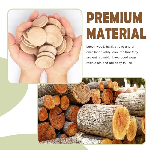 Image of 20pcs 40mmx30mm /1.5''x1.1''(Cover DiaxHole Dia) Stair Plugs,Beech Wood Screw Hole Covers,Button Top Screw Hole Plugs,Decorative Wooden for Woodworking