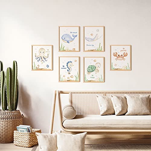 97 Decor Ocean Nursery Decor - Under The Sea Bathroom Decor, Seahorse Sea Turtle Wall Art Prints, Inspirational Quote Sea Animal Poster Marine Life Picture For Kids Bedroom Decorations (8X10 Unframed) #TOP4