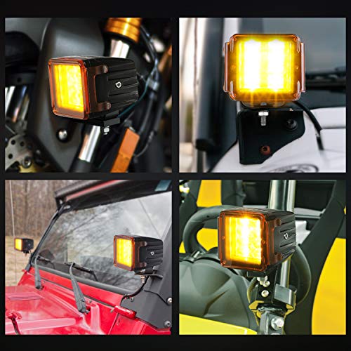 Image of 3 Inch LED Cube Light Amber Covers, LTEODCHEW Yellow LED Pods Covers Square Polycarbonate Lens for 3in LED Cube Fog Lights