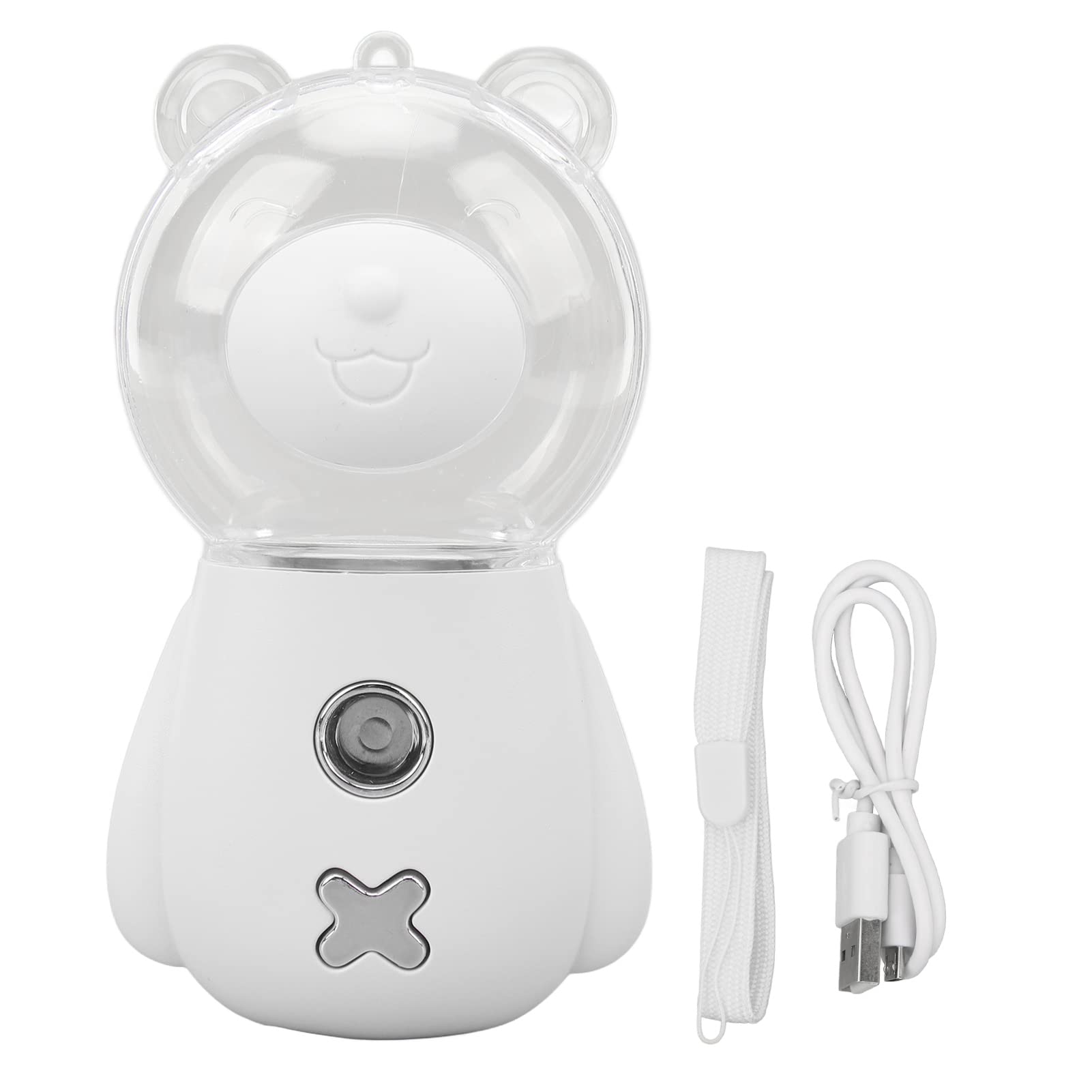 BORDSTRACT Nano Mist Sprayer Cute Bear Shape USB Humidifier for Skin Moisturizing with Timing White