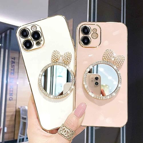 Image of KC Back Cover for Oneplus Nord CE 3 5G, Round Bow Mirror Electroplated Soft Silicone Camera Protection Case - Pink