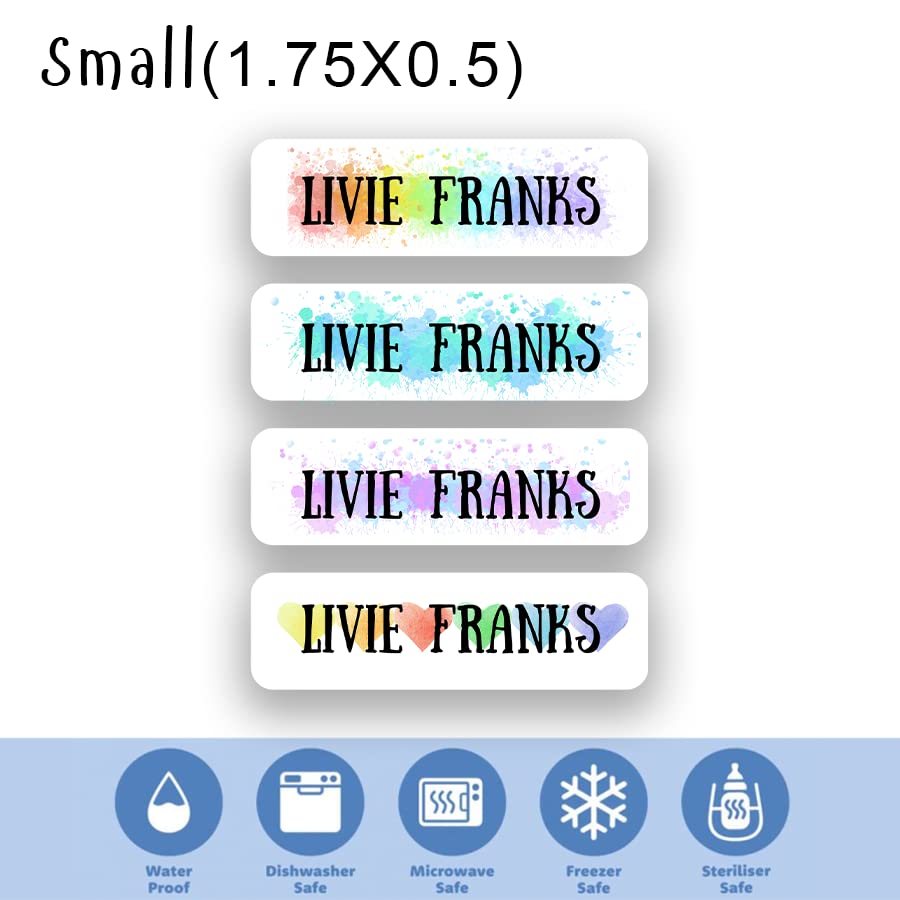 Custom Kid Name Labels for Daycare(128 ct.), Waterproof Dishwasher Safe Camp Personalized Name Stickers for School Supply, Baby Bottles, Lunch Boxes and Cups, Travel. (Pattern 4)