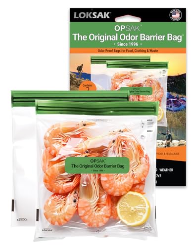 LOKSAK - OPSAK Odorproof Dry Bags for Backpacking Hiking and Storage- Resealable Reusable and Recyclable Storage Bags (2 Pack 7 in x 7 in)