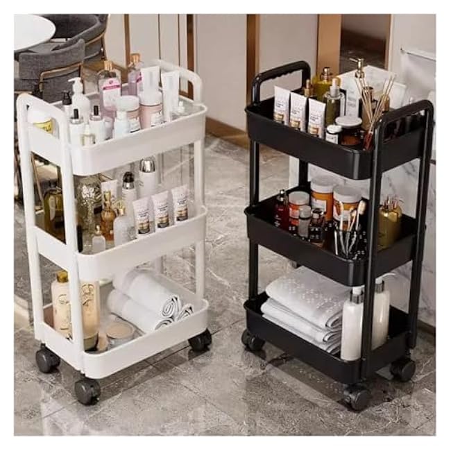 Storage Trolley Kitchen Organizers and Storage Rack Household Cart with Wheels Multifunctional Home Accessories Mobile Rack Trolley Bookshelf(Black 5 Layer)-TdMS6Ew7
