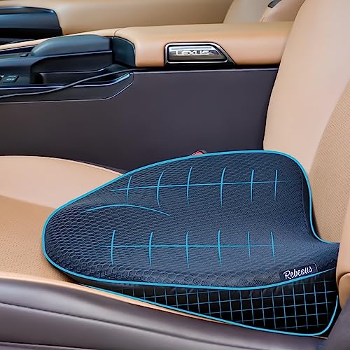 Rebeous Car Seat Cushions For Driving - Memory Foam Car Lumbar Support Pillow Or Wedge Seat Cushion Pad, Truck Drivers Tailbone Pain Relief - Improved Ergonomic Design For Driving Posture And Comfor #TOP1