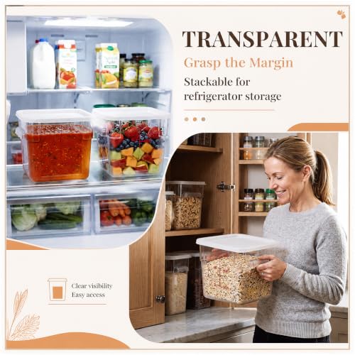 Image of Ziliny 1 Pcs 6 Qt Clear Square Dough Proofing Container with Lid, White | Fits Kitchen Storage and Meal Prep, Dough Proofing Bucket Clear with Red Scale, Commercial Grade, Home and Restaurant Use