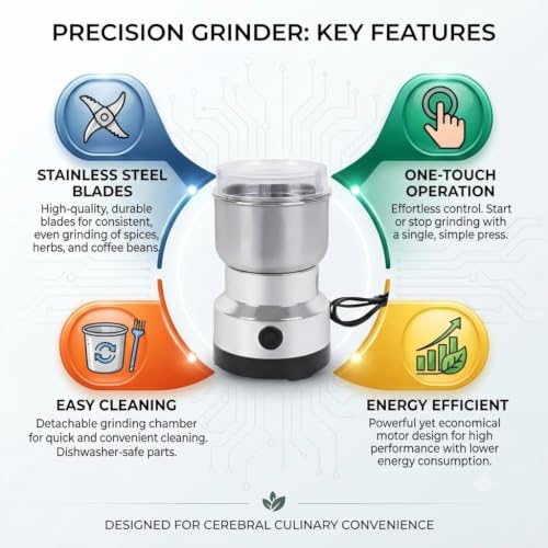 Image of Drumstone (𝐄𝐱𝐥𝐮𝐬𝐢𝐯𝐞 𝟐𝟎 𝐘𝐞𝐚𝐫𝐬 𝐰𝐚𝐫𝐫𝐚𝐧𝐭𝐲) Mini Mixer Grinder, Electric Stainless Steel Masala & Coffee Grinder - Compact Multifunctional Blender for Baby Food, Chutneys & Spices