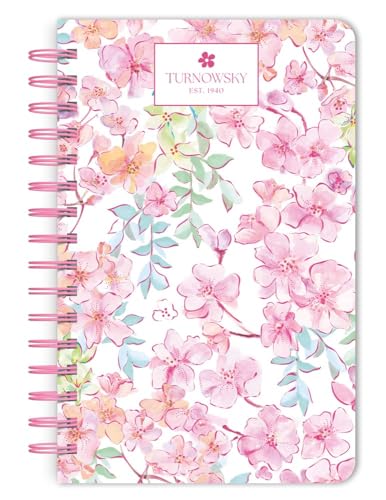 House of Turnowsky OFFICIAL | 5.25 x 8.25 Inch Compact Wire Journal | Non-Dated | Foil Stamped Cover | BrownTrout | Planning Stationery Diary