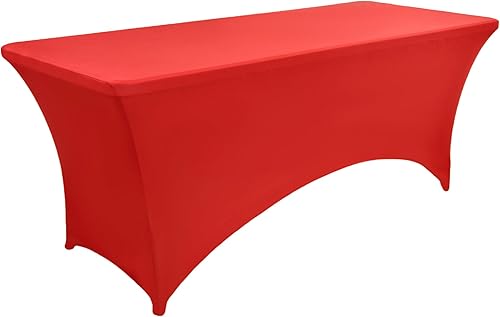 Miniatura 52 de Paquete de 2 Cubiertas de Mesa de Spandex Negro de 6 pies para Mesas Plegables Rectangulares Estándar - Manteles Elásticos Resistentes a las Arrugas