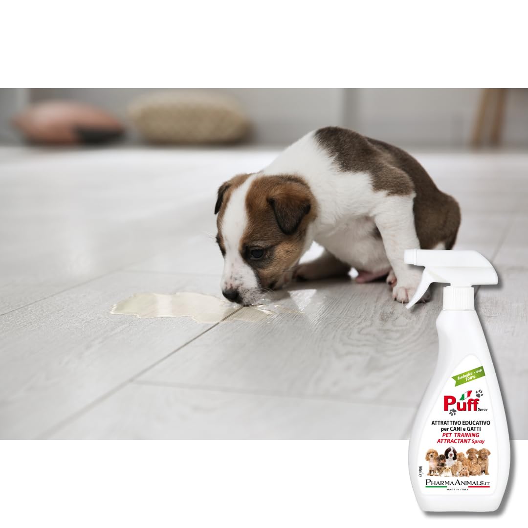 Puff Spray Attrattivo Naturale per Addestramento Cani e Gatti 100% Eco-Friendly | Facile Uso per Lettiera e Area Bisogni - 500 ml, Made in Italy