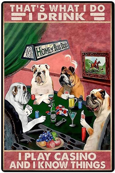 Bioprocess Ertr Dog Bulldog Playing Pokerskateboard Shop Vintage Look Tin Sign Bar Cafe Vintage Metal Sign Poster 8X12 Inches