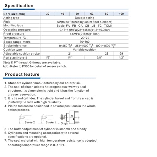 Vérin pneumatique multi-positions SCT63 course 100 mm - 5