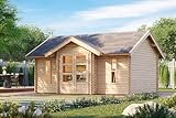 Chillroi Gartenhaus Sandstad Blockbohlenhaus 38 mm Wandstärke Firsthöhe 293cm Fläche 19m² inkl. Fußboden