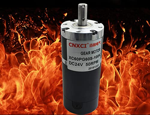 Stepper Motor, 60PG60S High Power High Torque Low Speed Shaft Diameter 12mm DC 12V 24V Brushed Planetary Gear Motor for DIY CNC 3D Printer(25rpm,12V)