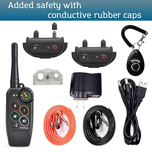 PetSpy M686 Premium Dog Training Shock Collar, 1100 Yards, Medium to Large Dogs, with Vibration, Electric Shock and Beep, Waterproof, Remote Trainer (Two Dogs - Bundle)