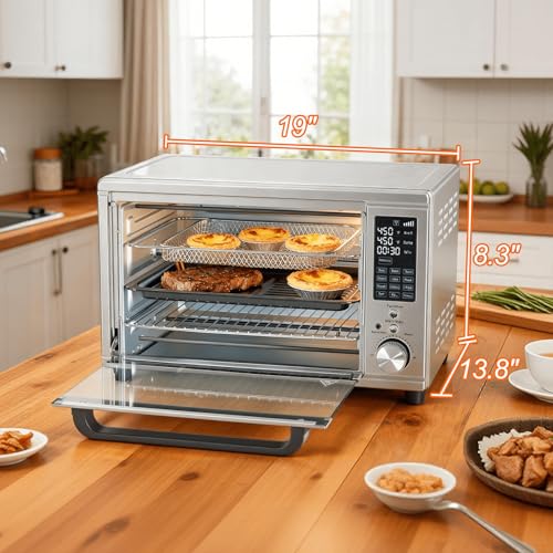 Image of OLIXIS Toaster Oven Countertop, 29.6QT Air Fryer Toaster Oven Combo, 12-in-1 with Smart Probe, Broil, Bake, Toast & Specialized Presets, Temp Up to 450F, 6 Accessories Included, Stainless Steel