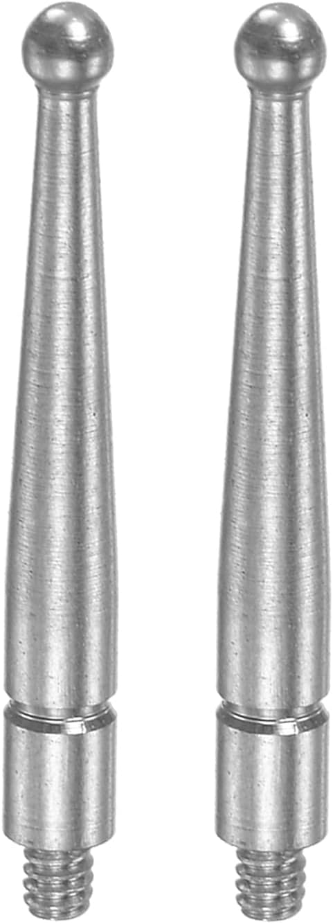 uxcell Contact Point for Dial Test Indicator, 2mm Diameter HSS (High-Speed Steel) Ball Tip M1.6x0.35 Thread 0.82" Length, 2 Pcs