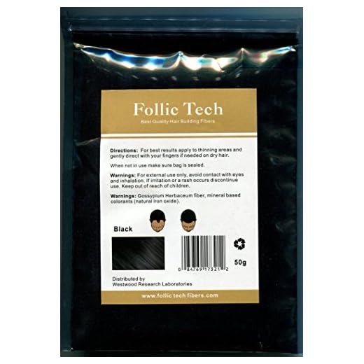 Number One Rated 100% Vegan Hair Building Fibers Hair Loss Treatment All Natural 52 Gram Refill Bag Follic Tech All Organic (Black)
