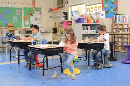 Image of KORE Design Wobble Stool Chair, Girls + Boys Kid Desk Stools, Ergonomic Small Office Chairs, Flexible Seating for Active Child, ADD /ADHD, Classroom, School, Home, Kids (14in), Age 6-7 yrs, Orange