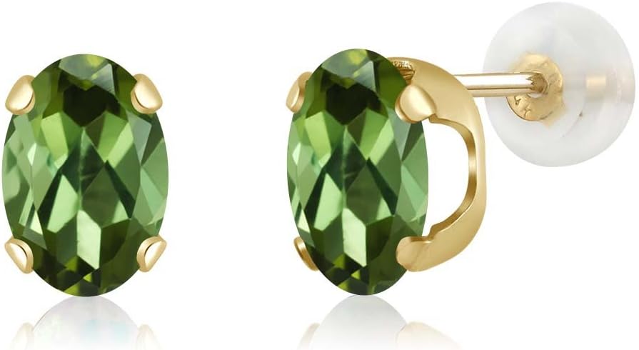 Gem Stone King Gemstone Birthstone Stud Earrings for Women Men | 14K Yellow Gold | Oval 7X5MM | Fine Jewelry Gifts for Her Mom Women Wife